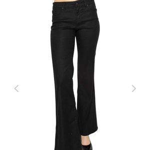 Level 99 Newport fitted wide bell leg black linen Stretch pants Jeans Womens 28